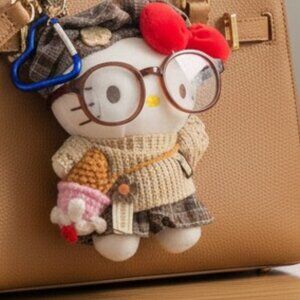 Hello Kitty Bag Charm – Plaid Hat, Knit Sweater, Glasses & Ice Cream Accessory